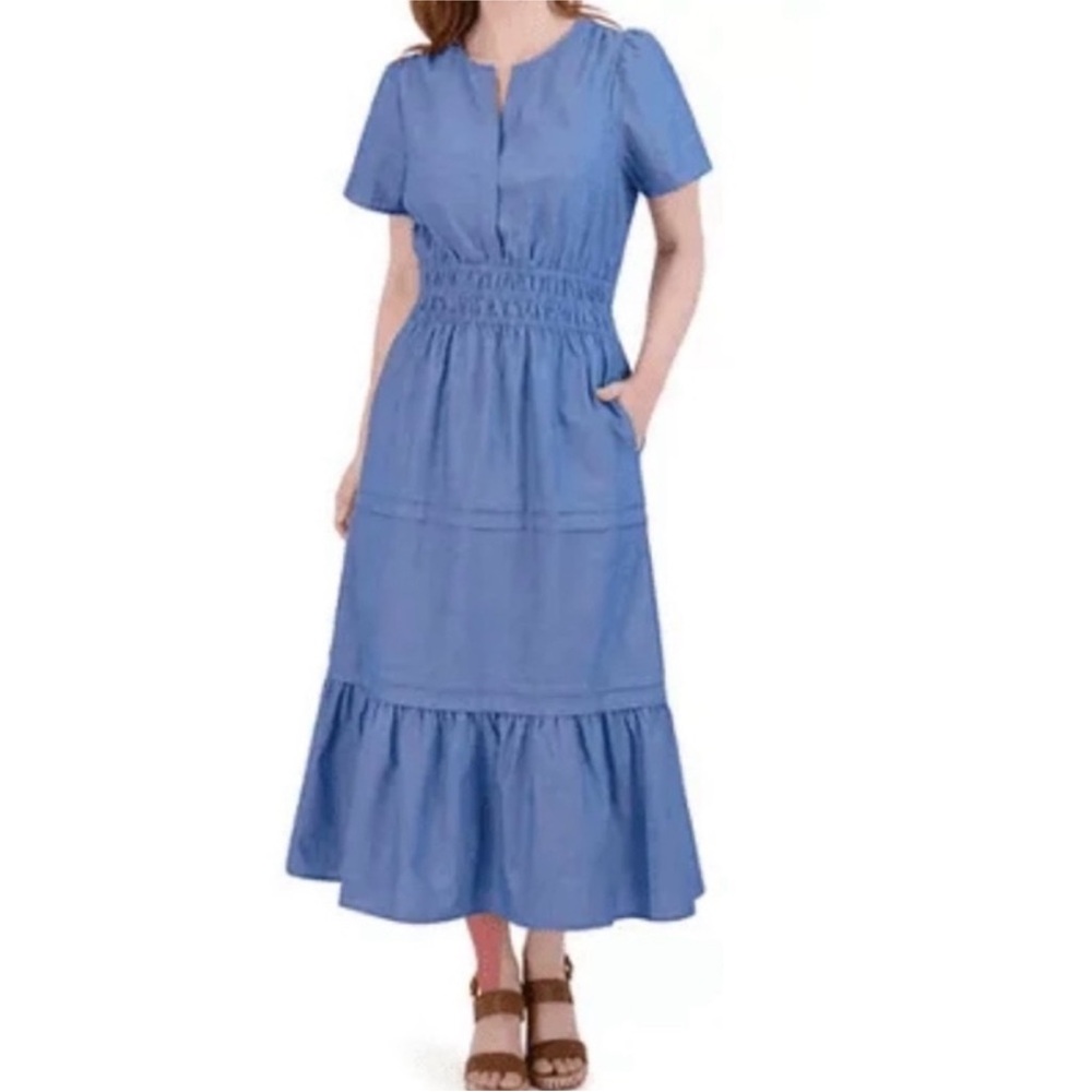 French Connection XS Chambray Blue Midi Women's Dress